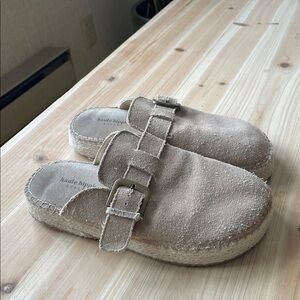 Haute Hippie Beige Suede Slip On Espadrille Clogs